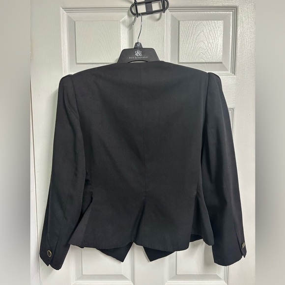 Sheridan Square Vintage Button Up Blazer W/ Shoulder Pads Black Womens Size 14 - Picture 6 of 7
